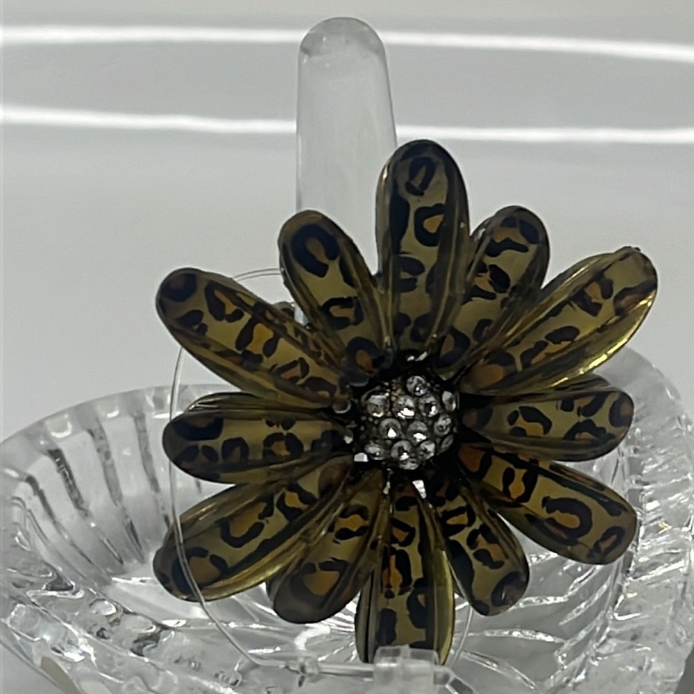 LEOPARD&CRYSTAL FLOWER RING - Picture 7 of 9